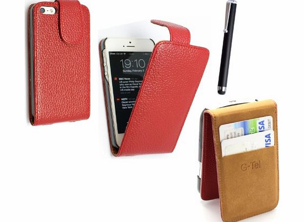 STYLE YOUR MOBILE GSDSTYLEYOURMOBILE {TM} APPLE IPOD TOUCH 4 4TH GEN PU LEATHER MAGNETIC FLIP CASE COVER   STYLUS (Genuine Red Leather)